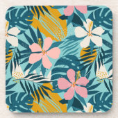 Tropisch Hibiscus Floral Pattern Bier Onderzetter (Voorkant)
