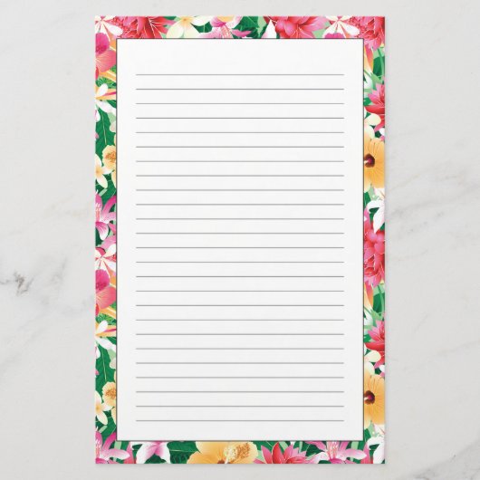 Tropisch Hibiscus Floral Pattern Briefpapier (Voorkant)