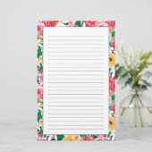 Tropisch Hibiscus Floral Pattern Briefpapier (Staand voorkant)