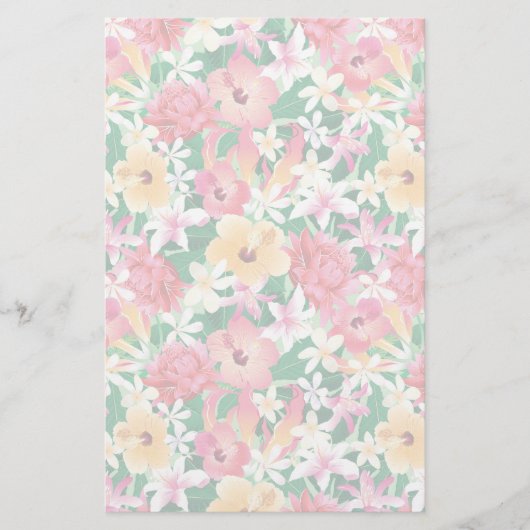 Tropisch Hibiscus Floral Pattern Briefpapier (Voorkant)