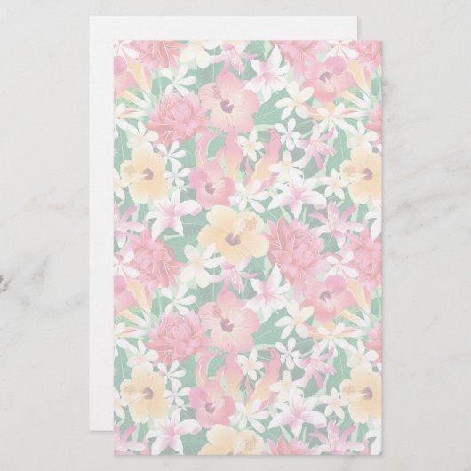 Tropisch Hibiscus Floral Pattern Briefpapier (Voorkant / Achterkant)