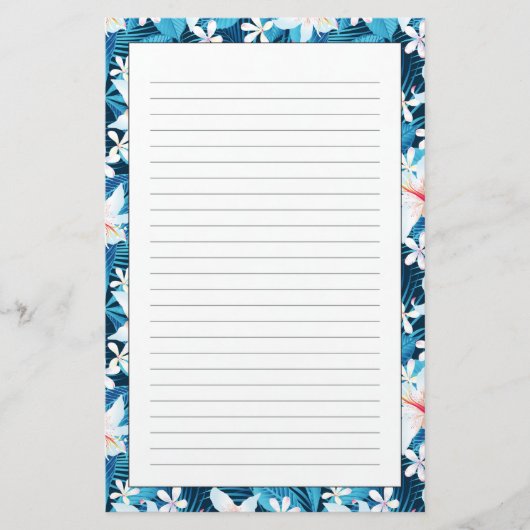 Tropisch Hibiscus Floral Pattern Briefpapier (Voorkant)