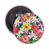 Tropisch Hibiscus Floral Pattern Button Flesopener (Voorkant)