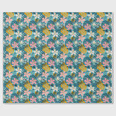 Tropisch Hibiscus Floral Pattern Cadeaupapier (Vlak)