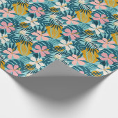 Tropisch Hibiscus Floral Pattern Cadeaupapier (Hoek)