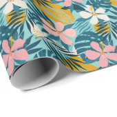Tropisch Hibiscus Floral Pattern Cadeaupapier (Rol Hoek)