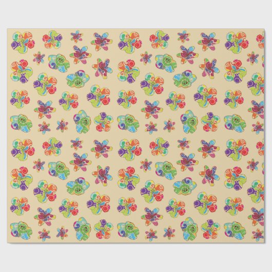 Tropisch Hibiscus Floral Pattern Cadeaupapier (Vlak)