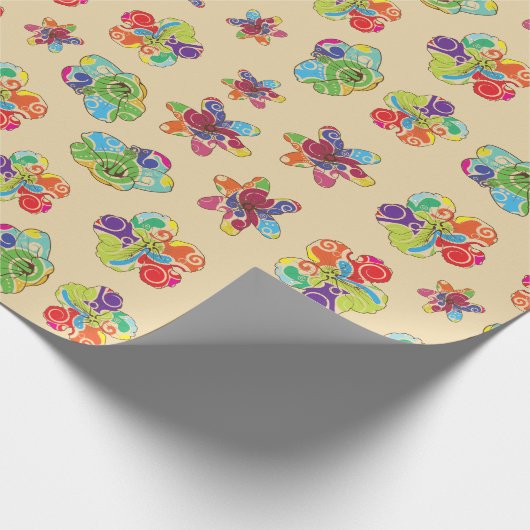 Tropisch Hibiscus Floral Pattern Cadeaupapier (Hoek)