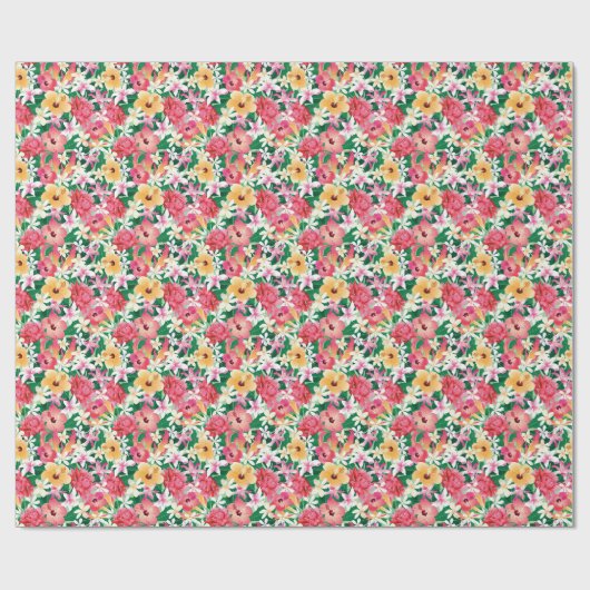 Tropisch Hibiscus Floral Pattern Cadeaupapier (Vlak)