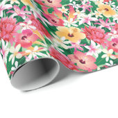 Tropisch Hibiscus Floral Pattern Cadeaupapier (Rol Hoek)