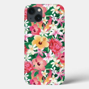 Tropisch Hibiscus Floral Pattern iPhone 13 Hoesje