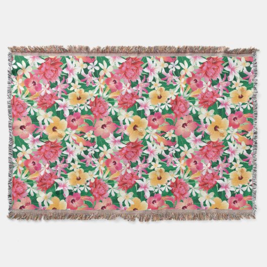 Tropisch Hibiscus Floral Pattern Deken (Voorkant)