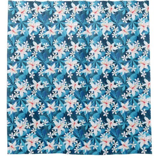 Tropisch Hibiscus Floral Pattern Douchegordijn (Voorkant)