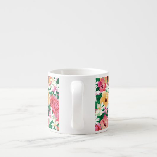 Tropisch Hibiscus Floral Pattern Espresso Kop (Achterkant)