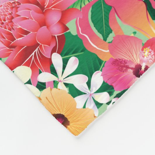Tropisch Hibiscus Floral Pattern Fleece Deken (Hoek)