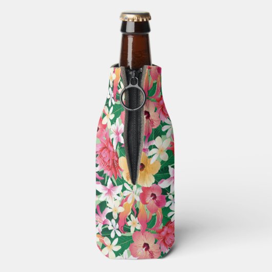 Tropisch Hibiscus Floral Pattern Flesjeskoeler (Fles Achterkant)