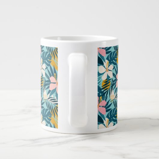 Tropisch Hibiscus Floral Pattern Grote Koffiekop (Achterkant)