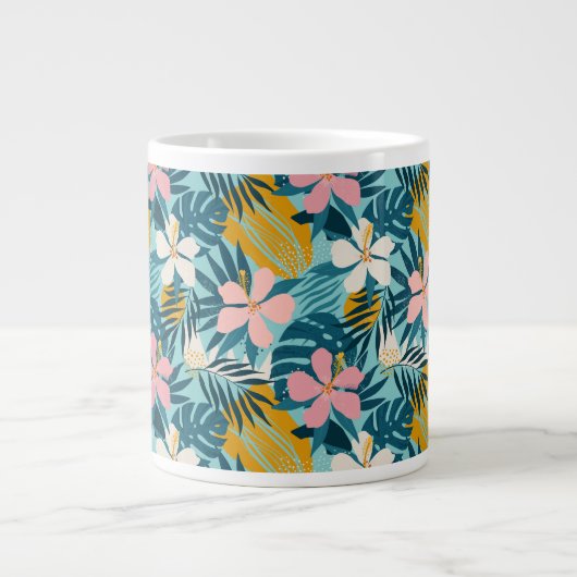Tropisch Hibiscus Floral Pattern Grote Koffiekop (Voorkant)