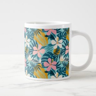 Tropisch Hibiscus Floral Pattern Grote Koffiekop