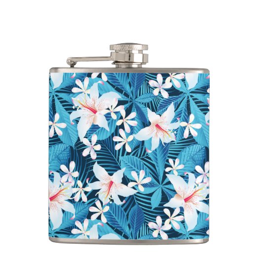 Tropisch Hibiscus Floral Pattern Heupfles (Voorkant)