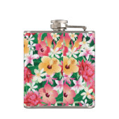Tropisch Hibiscus Floral Pattern Heupfles (Achterkant)
