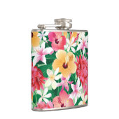 Tropisch Hibiscus Floral Pattern Heupfles (Rechts)