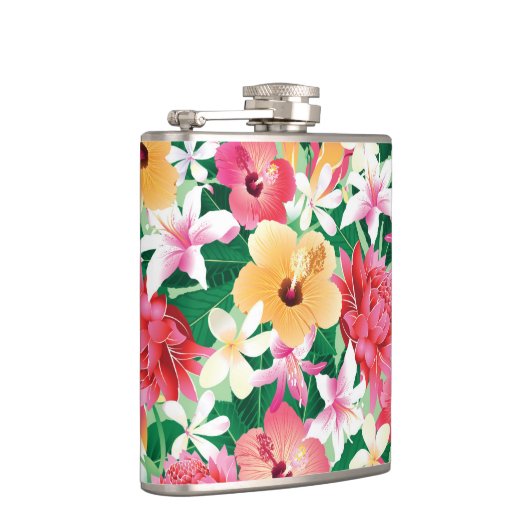 Tropisch Hibiscus Floral Pattern Heupfles (Rechts)