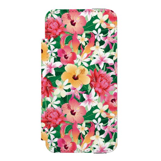 Tropisch Hibiscus Floral Pattern Incipio iPhone Portemonnee Hoesje (Voorkant Agenda)