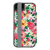 Tropisch Hibiscus Floral Pattern Incipio iPhone Portemonnee Hoesje (Agenda Achterkant)