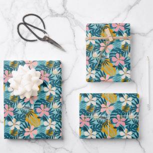 Tropisch Hibiscus Floral Pattern Inpakpapier Vel