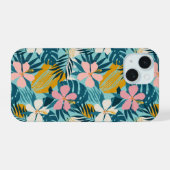 Tropisch Hibiscus Floral Pattern iPhone 15 Case (Achterkant horizontaal)