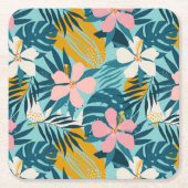 Tropisch Hibiscus Floral Pattern Kartonnen Onderzetters (Voorkant)