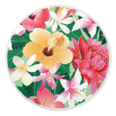 Tropisch Hibiscus Floral Pattern Keramische Knop (Voorkant)