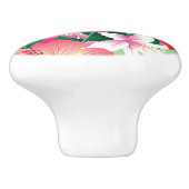 Tropisch Hibiscus Floral Pattern Keramische Knop (Zijkant)