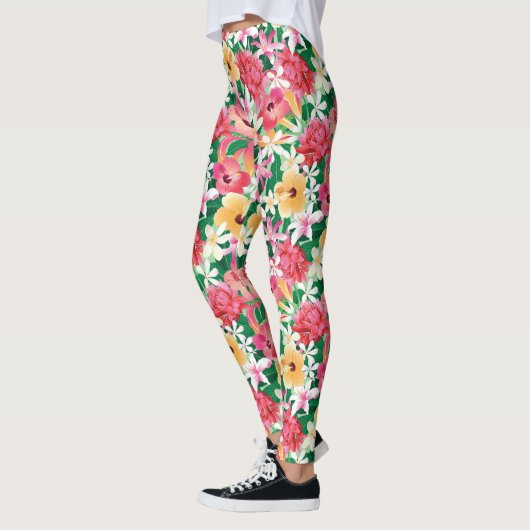 Tropisch Hibiscus Floral Pattern Leggings (Links)