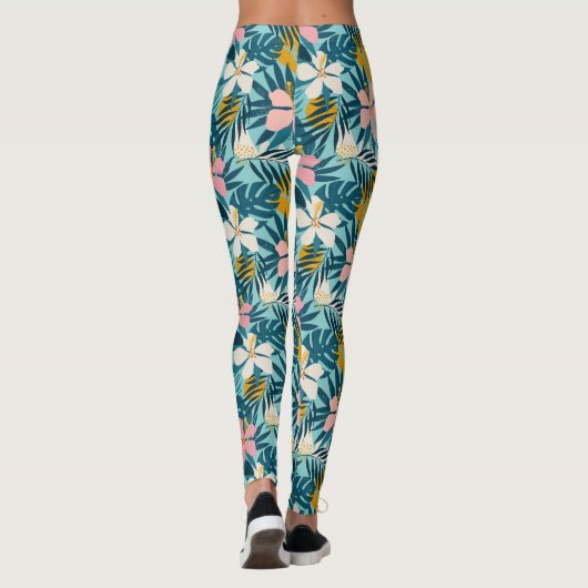 Tropisch Hibiscus Floral Pattern Leggings (Achterkant)
