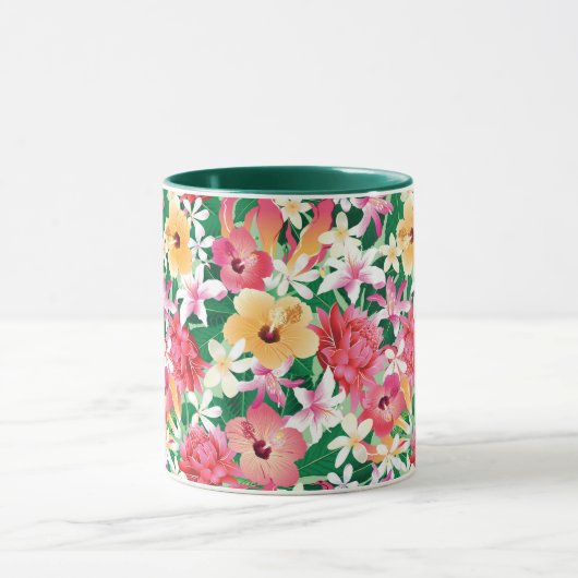 Tropisch Hibiscus Floral Pattern Mok (Midden)