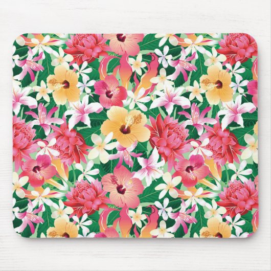 Tropisch Hibiscus Floral Pattern Muismat (Voorkant)