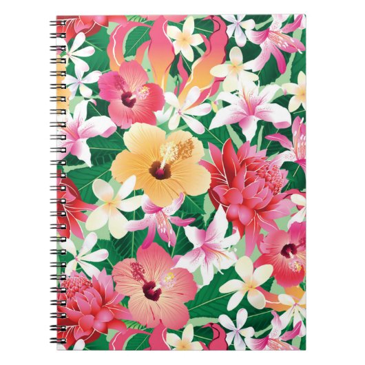 Tropisch Hibiscus Floral Pattern Notitieboek (Voorkant)