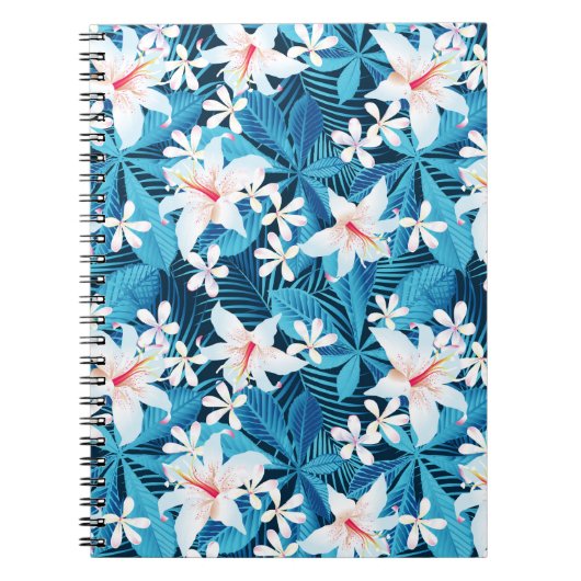 Tropisch Hibiscus Floral Pattern Notitieboek (Voorkant)
