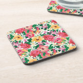 Tropisch Hibiscus Floral Pattern Onderzetter (Linkerzijde)