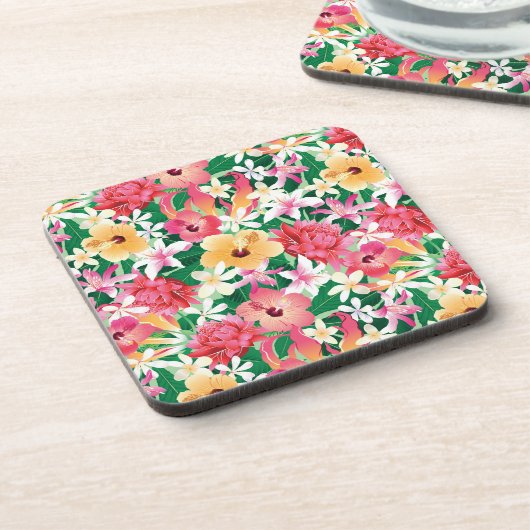 Tropisch Hibiscus Floral Pattern Onderzetter (Linkerzijde)