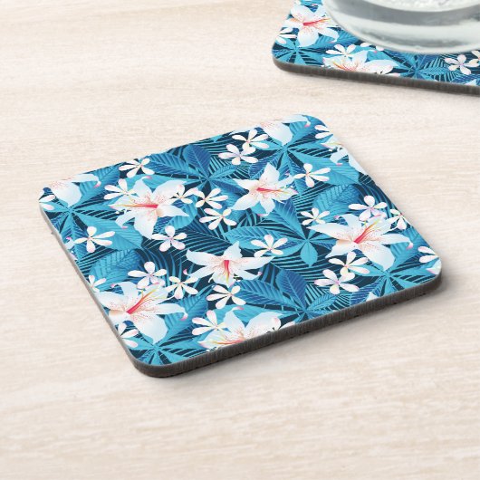 Tropisch Hibiscus Floral Pattern Onderzetter (Linkerzijde)