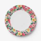 Tropisch Hibiscus Floral Pattern Papieren Bordje (Voorkant)