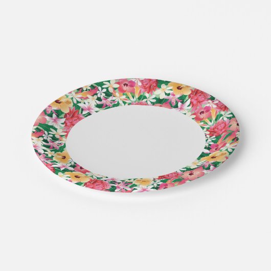 Tropisch Hibiscus Floral Pattern Papieren Bordje (Gekanteld)