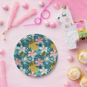 Tropisch Hibiscus Floral Pattern Papieren Bordje (Feest)