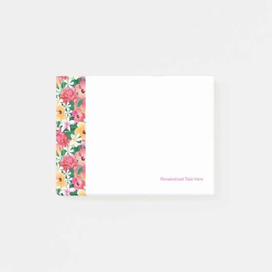 Tropisch Hibiscus Floral Pattern Post-it® Notes (Voorkant)