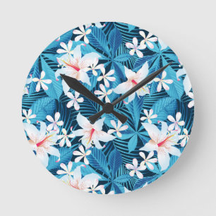 Tropisch Hibiscus Floral Pattern Ronde Klok