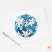 Tropisch Hibiscus Floral Pattern Ronde Sticker (Envelop)