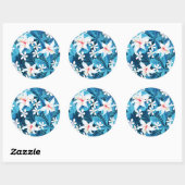Tropisch Hibiscus Floral Pattern Ronde Sticker (Vel)